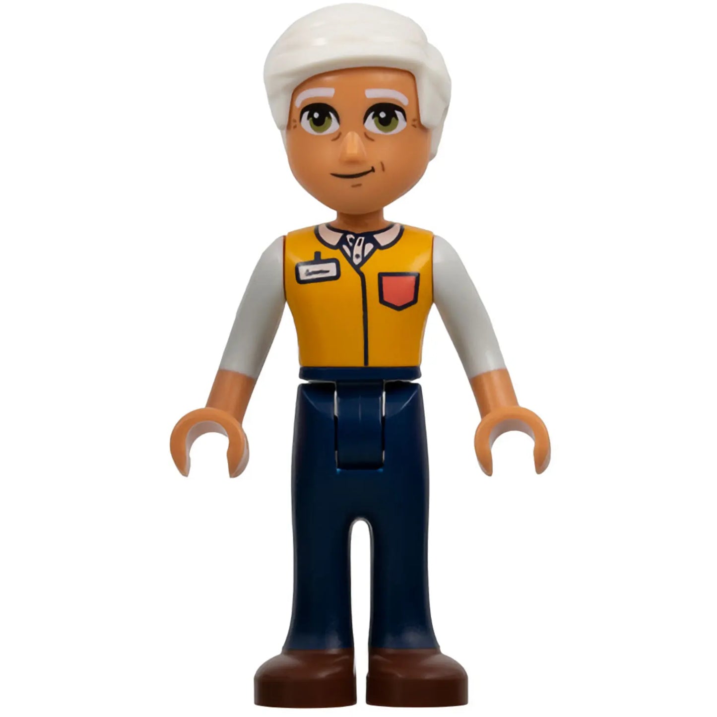 Minifigur frnd577 - Friends Isaac - Leuchtend orangefarbenes Hemd, dunkelblaue Hose, rotbraune Schuhe