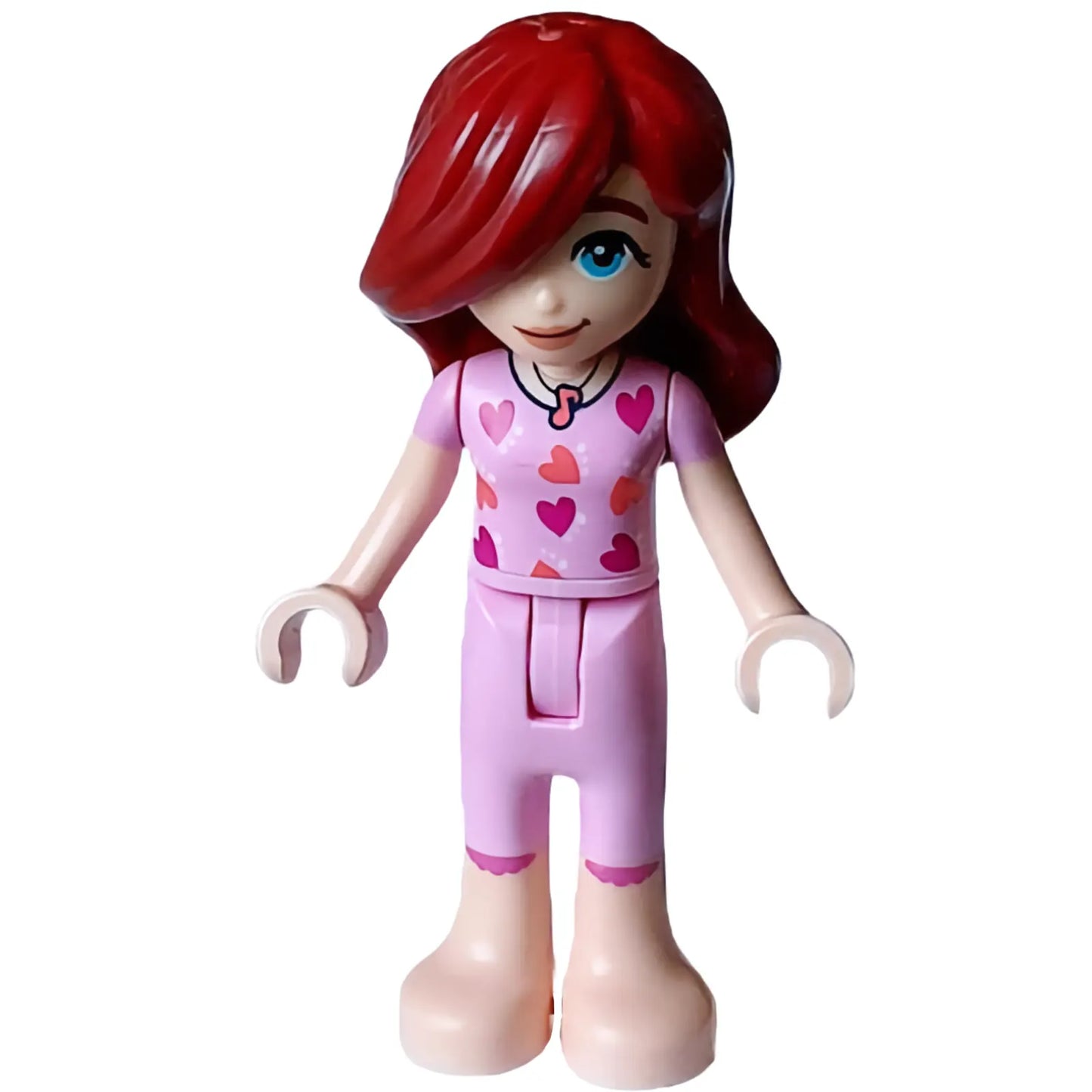 Minifig frnd603 - Friends Paisley - Bright Pink Pajamas, Top with Magenta and Coral Hearts