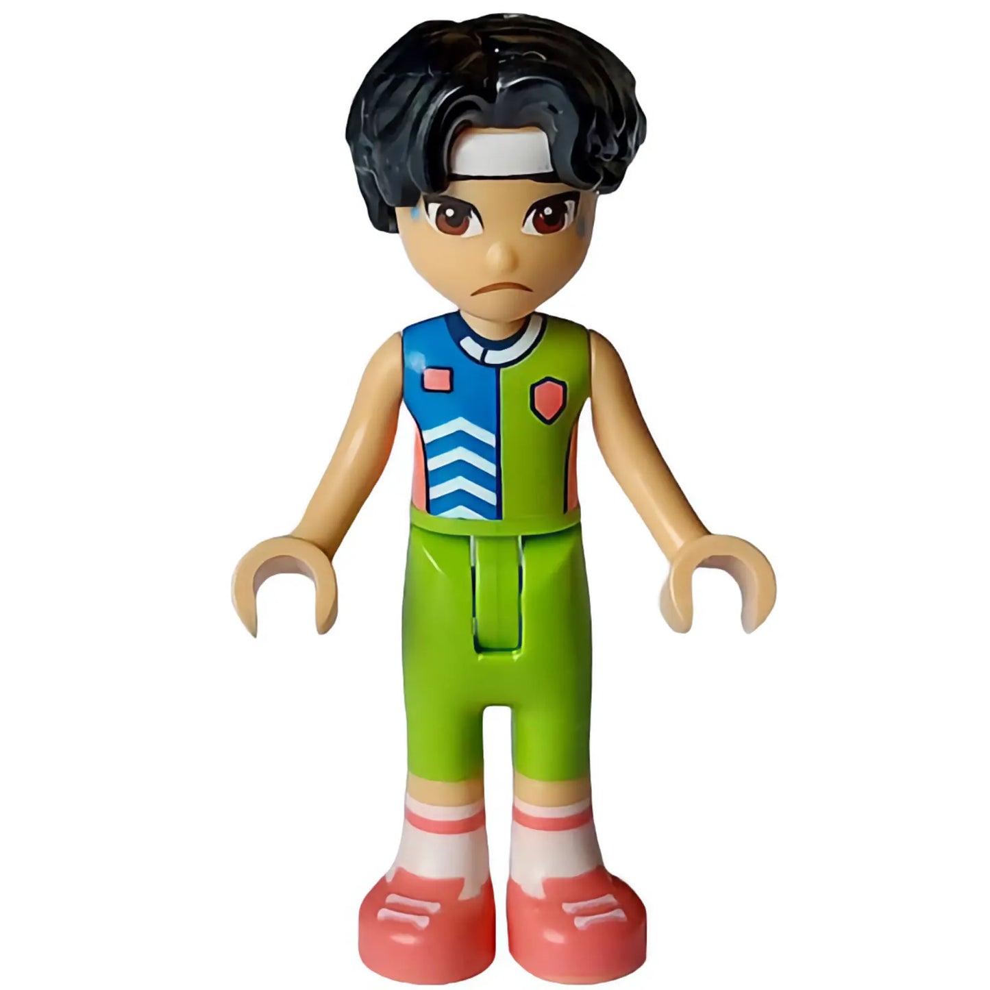 Minifigur frnd641 - Friends Niko - Sportuniform in Limettengrün, Blau und Koralle