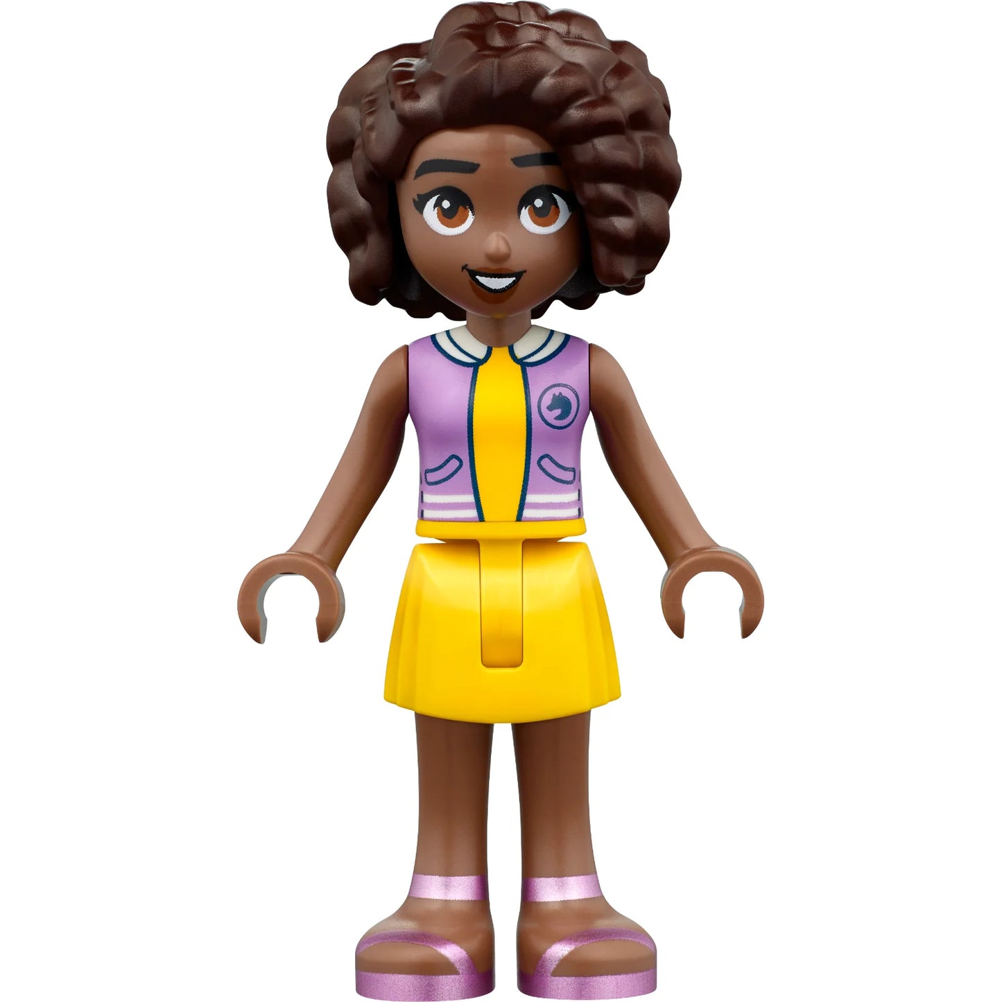 Minifig frnd656 - Friends Aliya - Medium Lavender Top, Yellow Skirt, Metallic Pink Sandals
