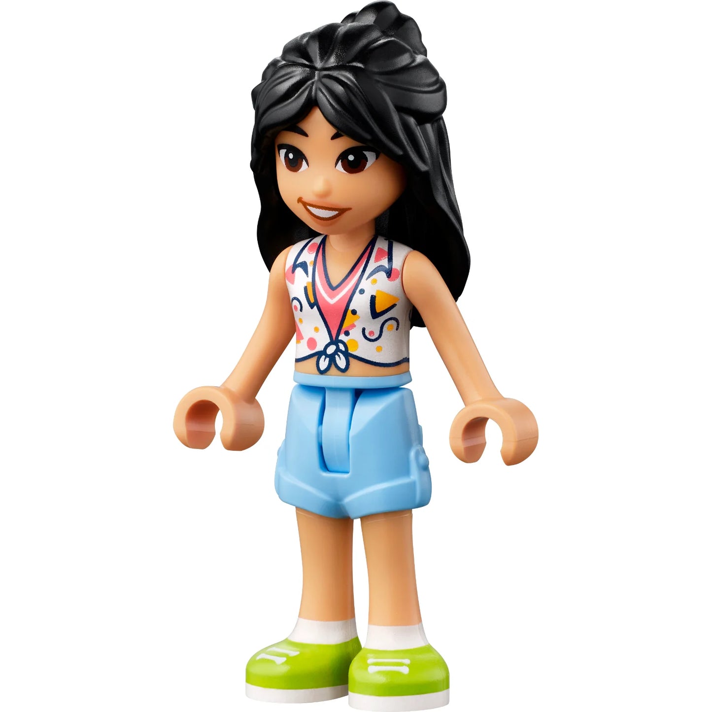 Minifig frnd658 - Friends Liann - White Blouse, Coral Shirt, Bright Light Blue Shorts, Lime Shoes