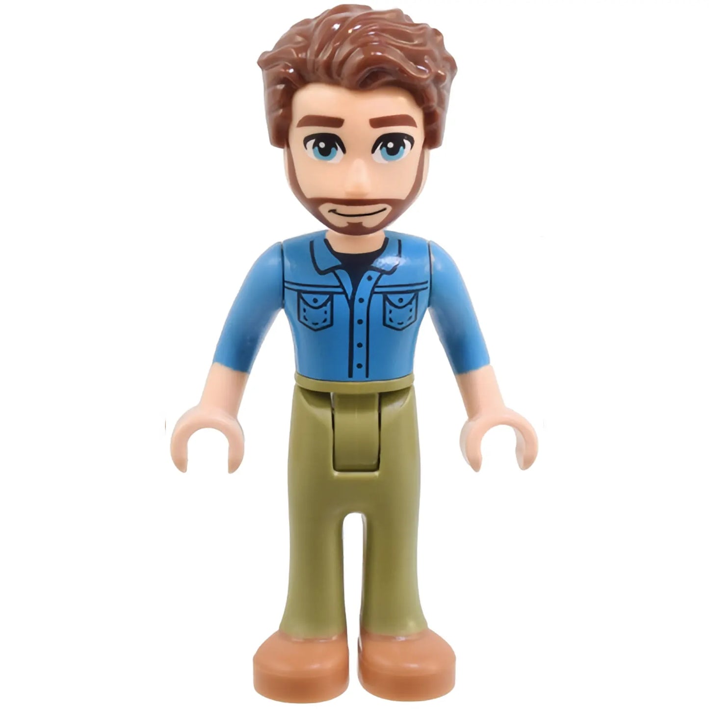 Minifig frnd706 - Friends Jonathan - Dark Azure Shirt, Olive Green Trousers, Medium Nougat Shoes, Reddish Brown Hair
