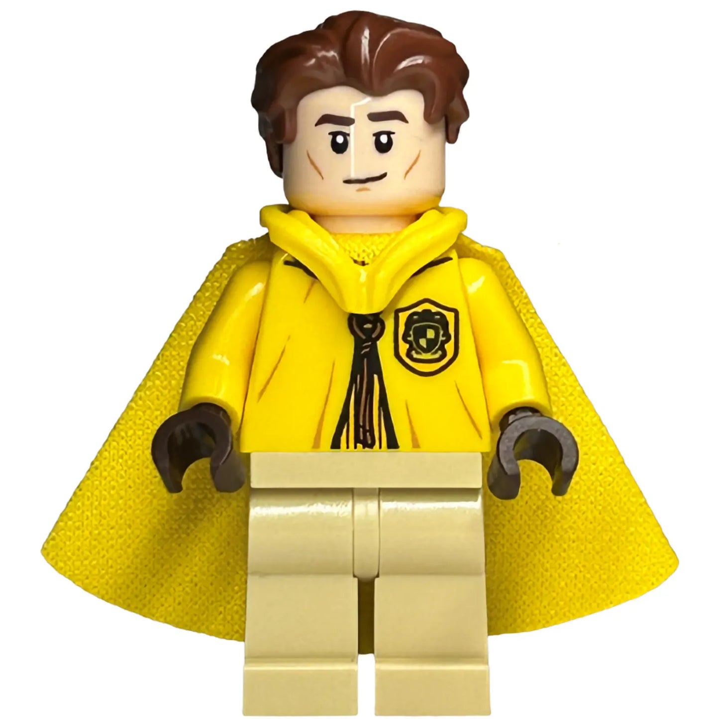 Minifig hp429 - Cedric Diggory - Yellow Hufflepuff Quidditch Uniform with Hood and Cape