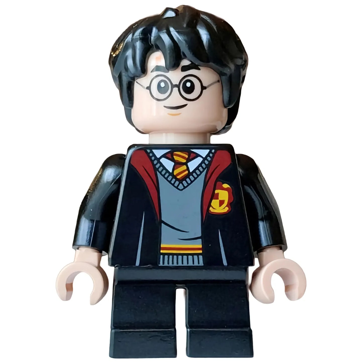 Minifig hp624 - Harry Potter - Gryffindor Robe Open, Black Short Legs, Grin / Reddish Brown Eyebrows