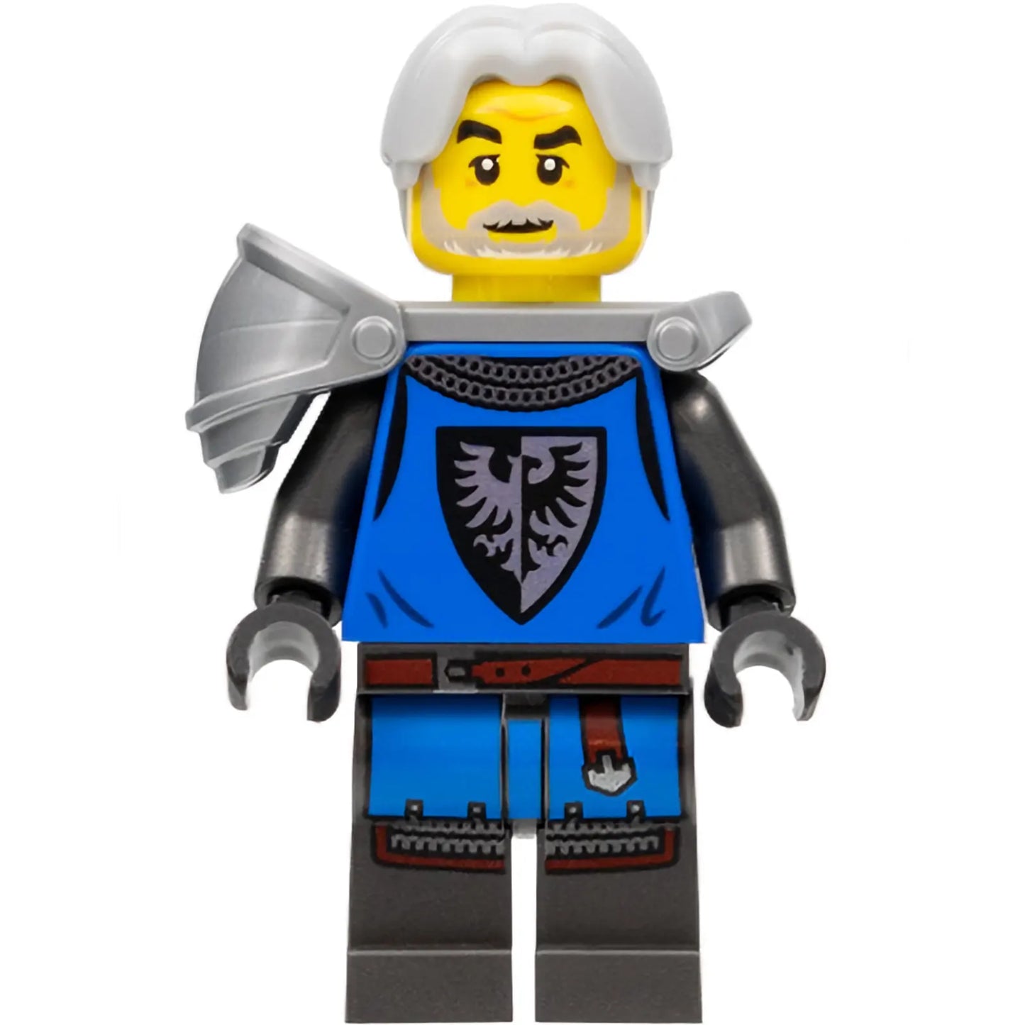 Minifig idea085 - Black Falcon - Male, Pearl Dark Gray Detailed Legs, Flat Silver Shoulder Pad