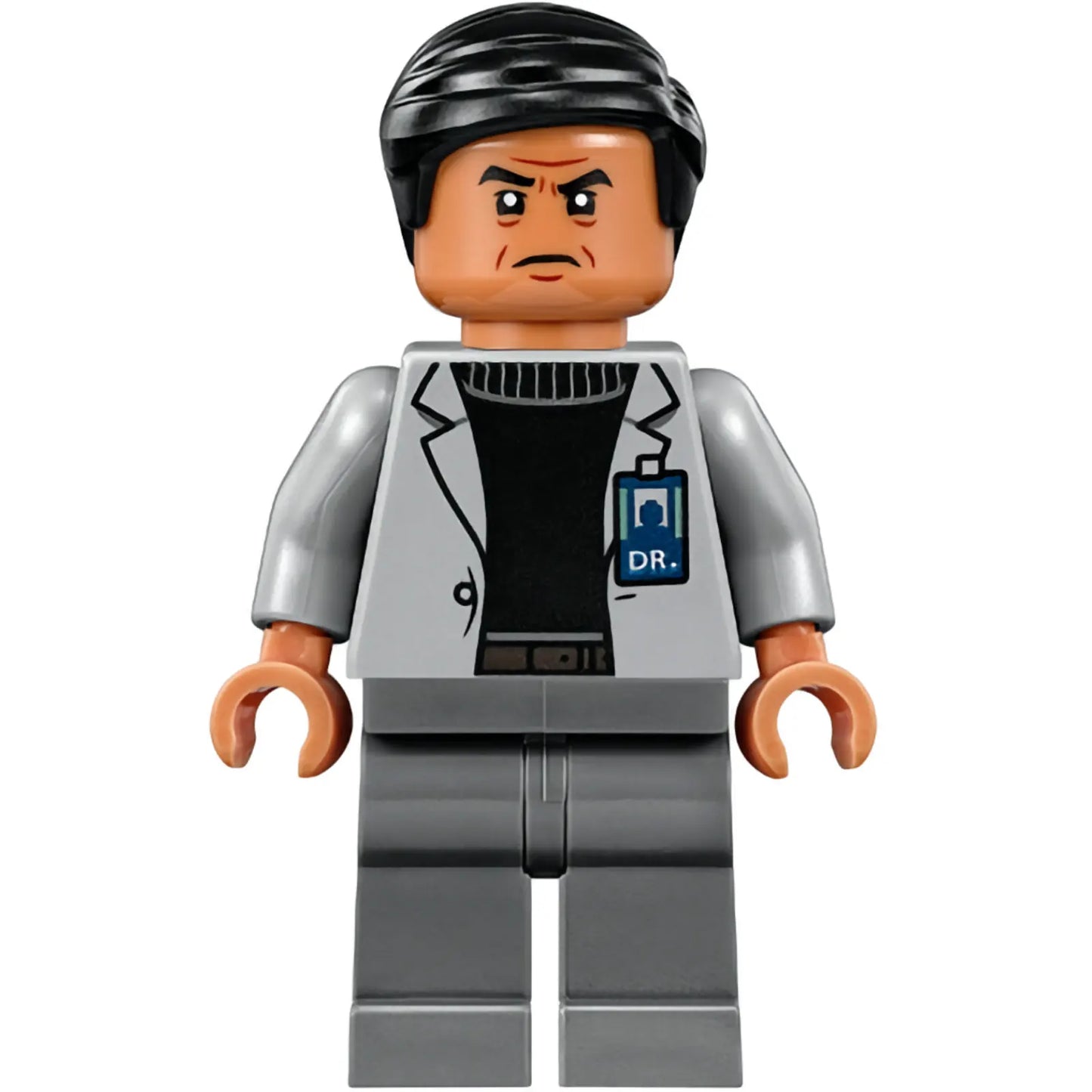 Minifig jw017 - Dr. Henry Wu - Light Bluish Gray Jacket, Smile / Angry Frown