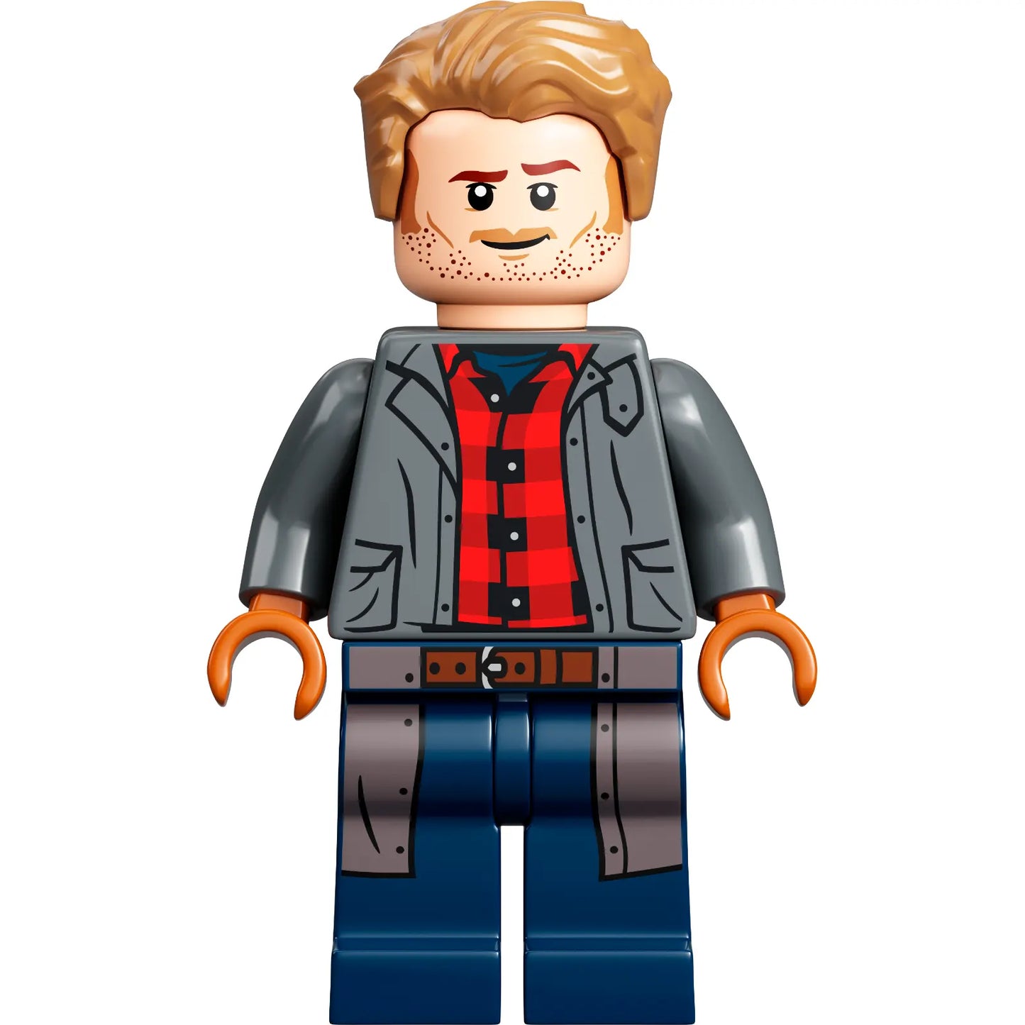 Minifig jw100 - Owen Grady - Dark Bluish Gray Jacket over Flannel Shirt