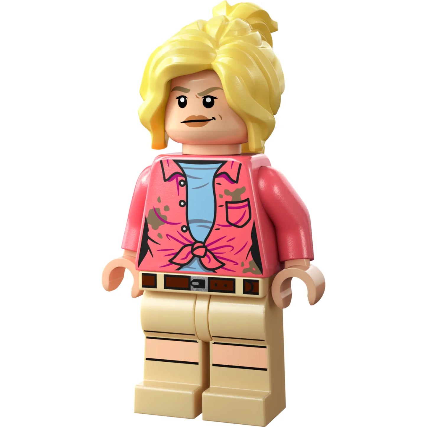 Minifig jw107 - Dr. Ellie Sattler - Coral Shirt with Dark Tan Dirt Spots, Ponytail