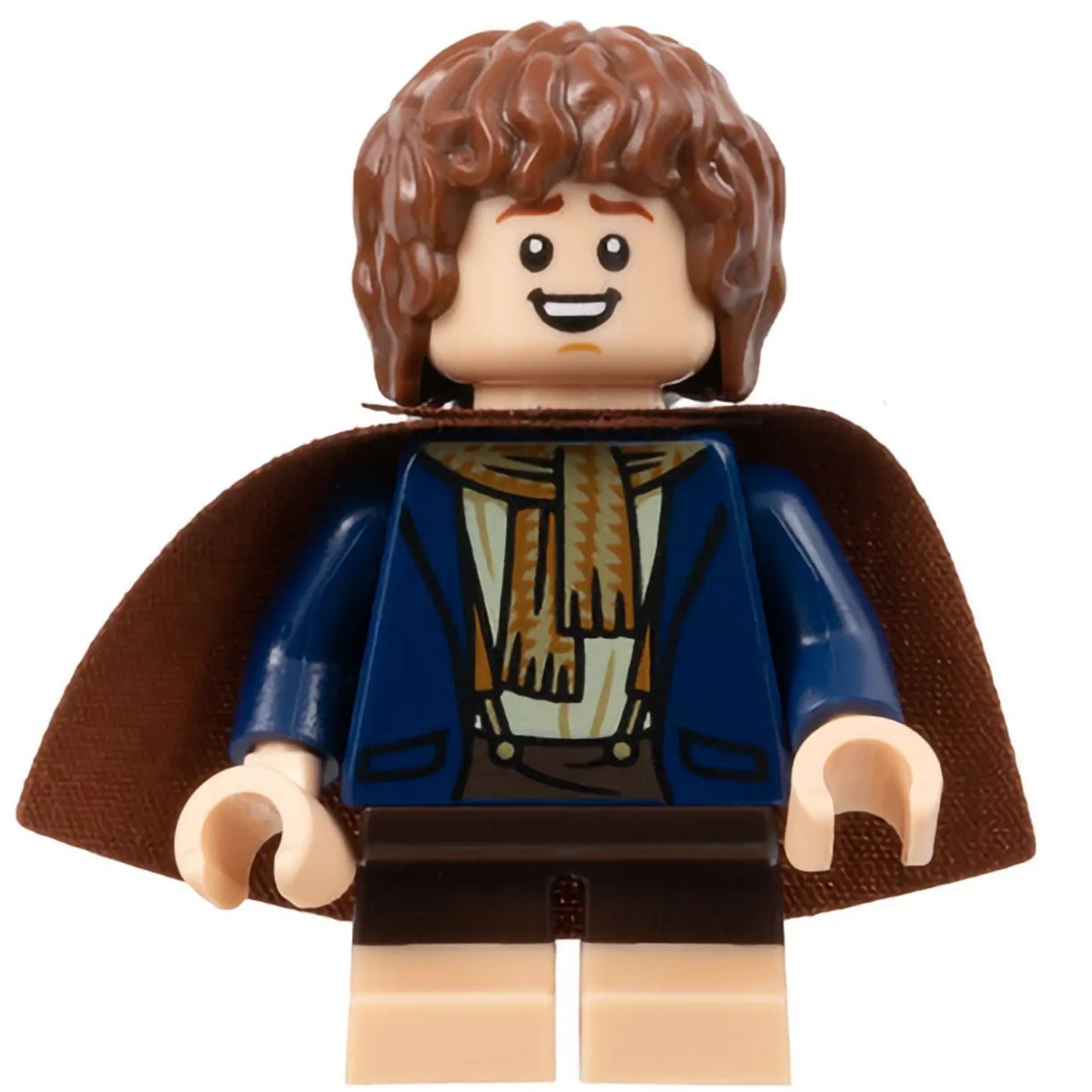 Minifig lor123 - Peregrin Took (Pippin) - Reddish Brown Cape, Light Nougat Feet