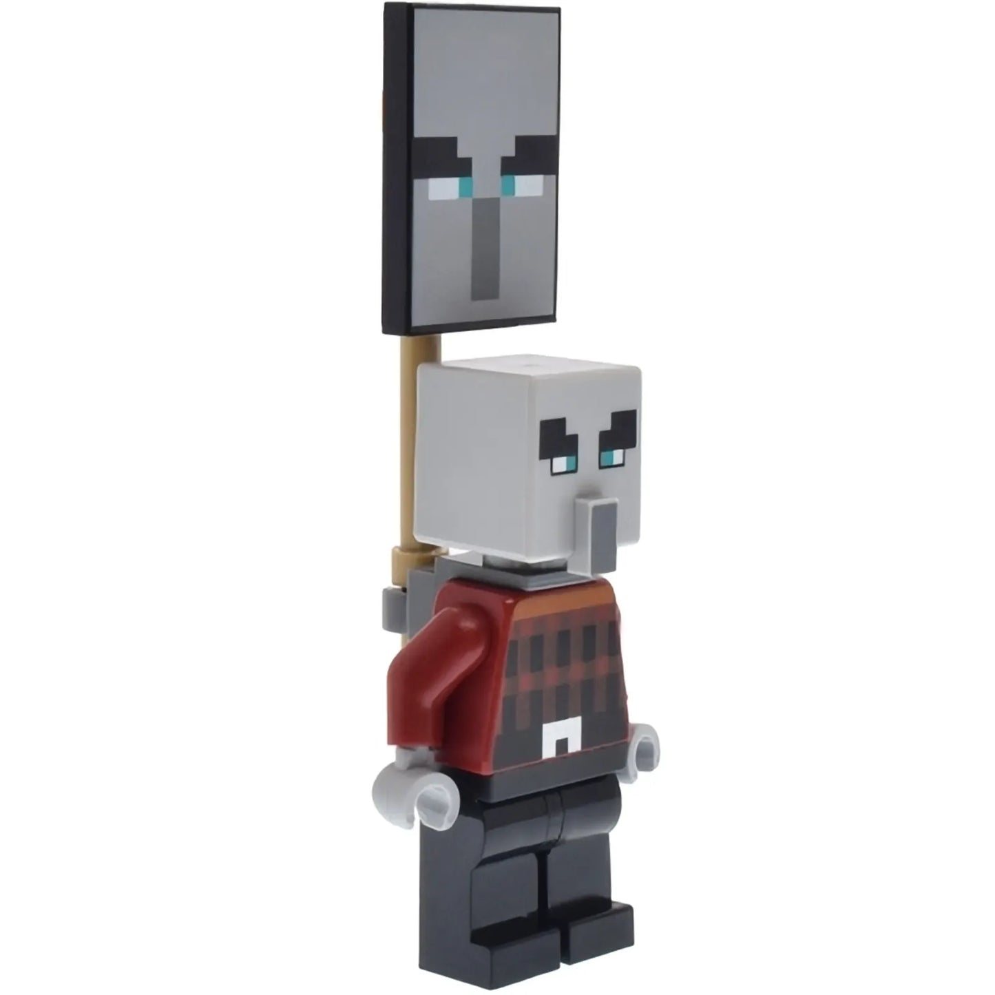 Minifig min196 - Illager (Pillager) - Narrow Eyes, Dark Bluish Gray Neck Bracket and Tile with Clip, Ominous Banner (21267)