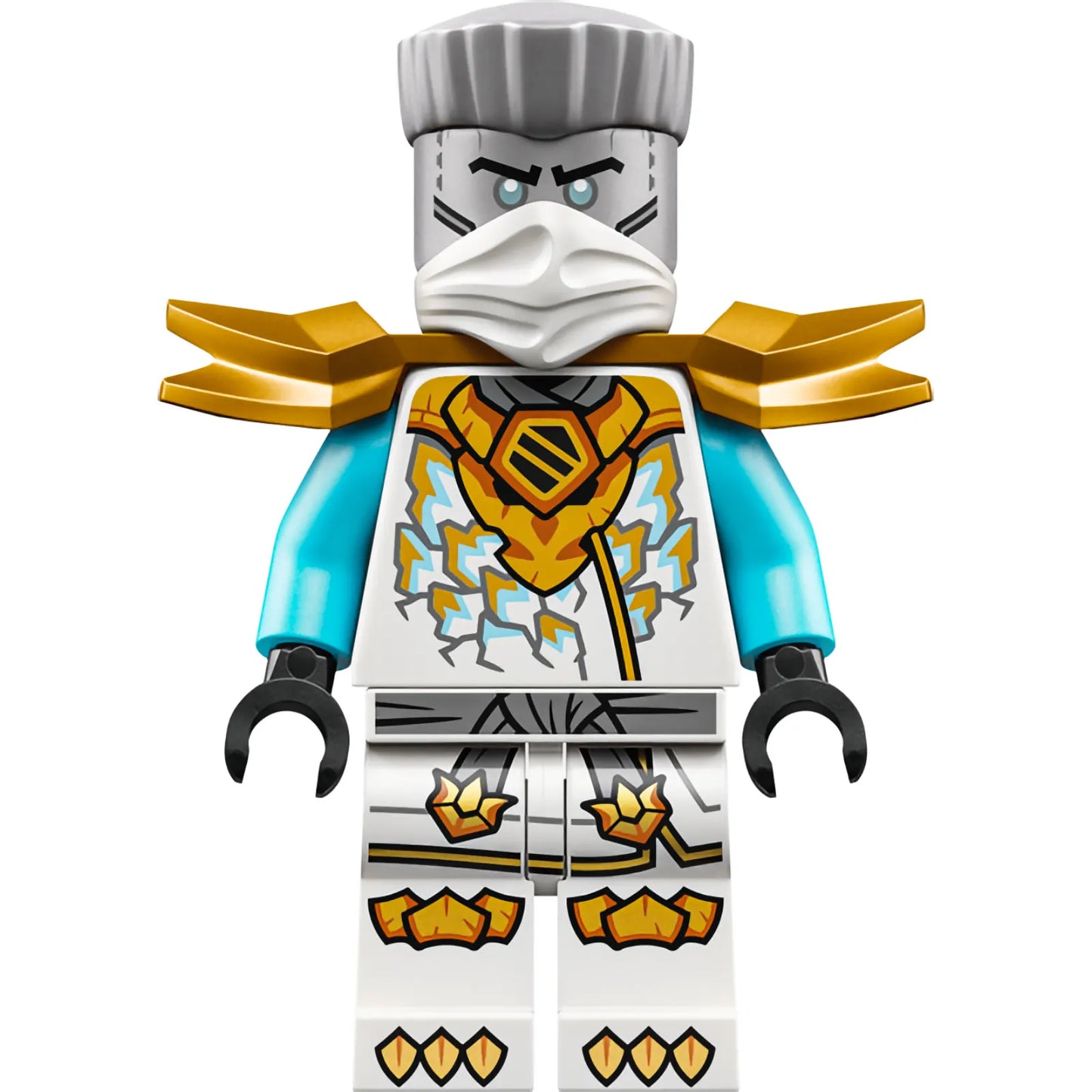 Minifig njo1033 - Zane - White Mask, Wide Pearl Gold Shoulder Armor