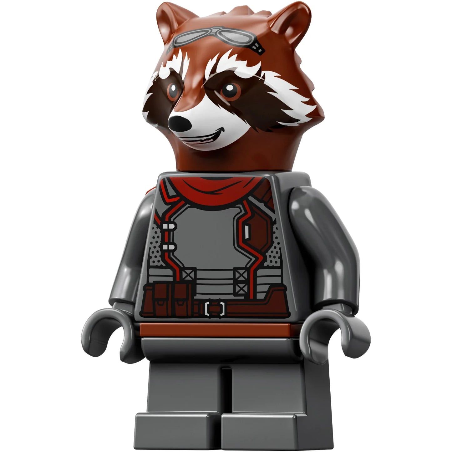 Minifig sh0742 - Rocket Raccoon - Dark Bluish Gray Outfit, Reddish Brown Head