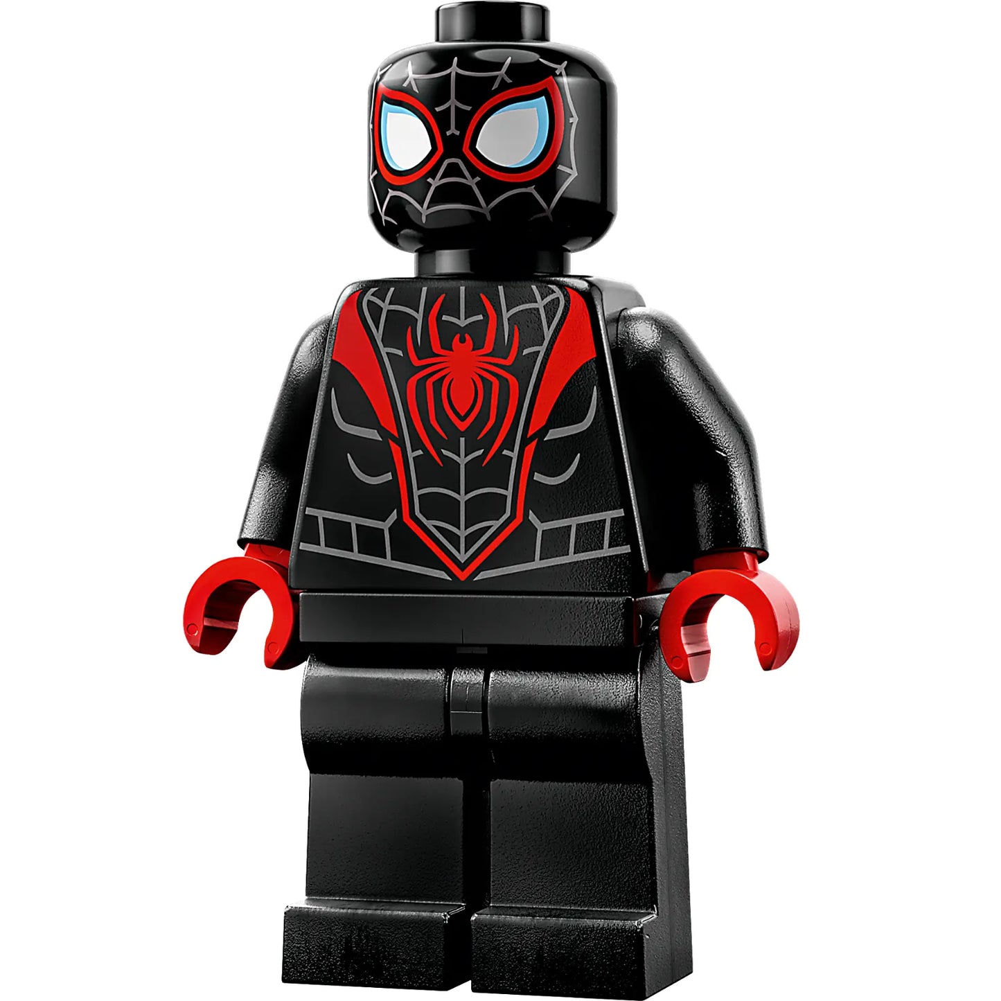 Minifig sh0855 - Spider-Man (Miles Morales) - Dark Bluish Gray Webbing on Head, Red Hands