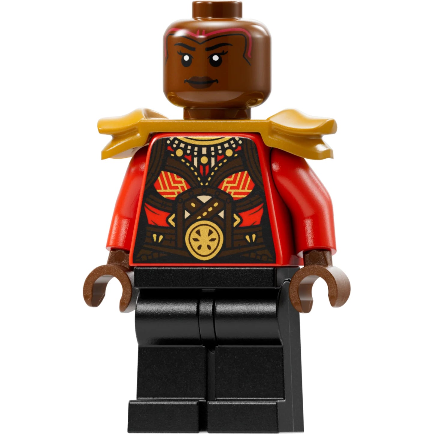 Minifigur sh0870 - Okoye - Rotes Oberteil, Schulterpanzer