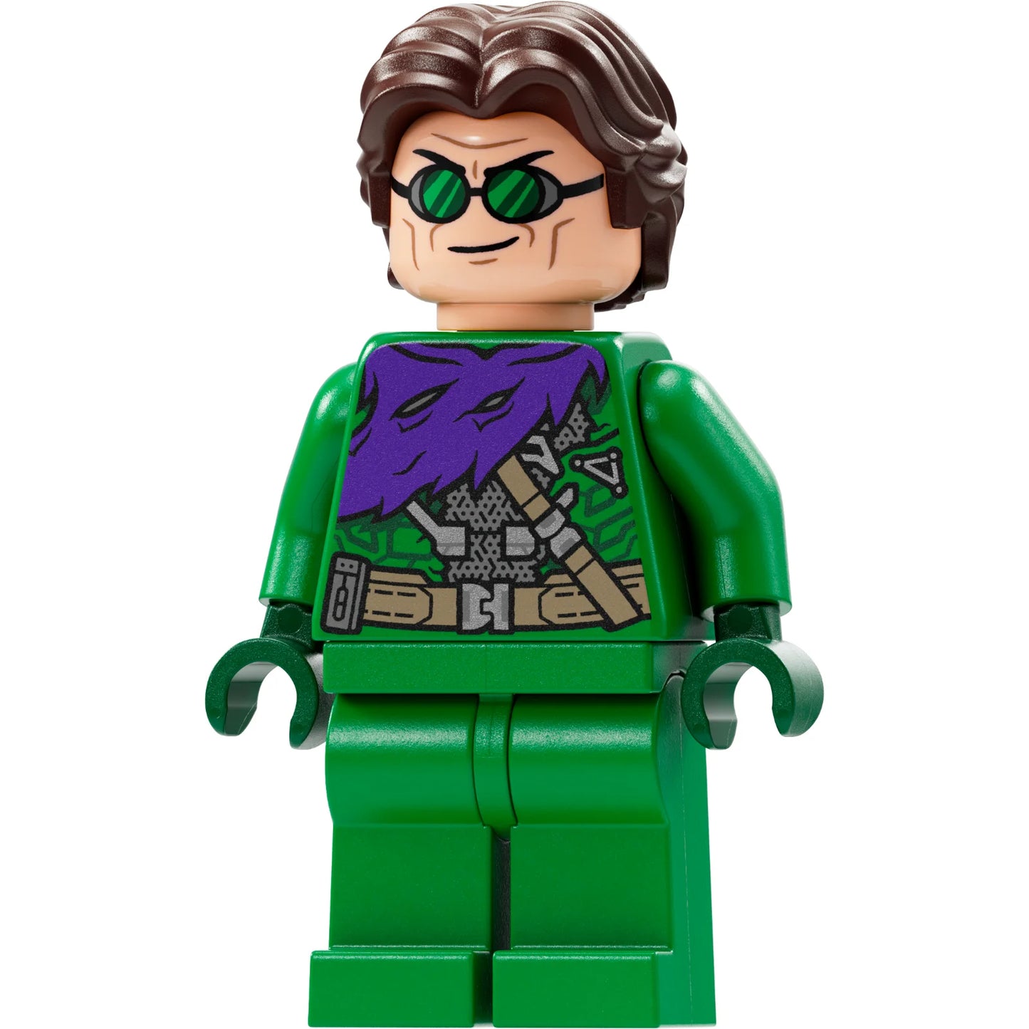 Minifig sh0888 - Green Goblin - Green Outfit without Mask, Dark Brown Hair