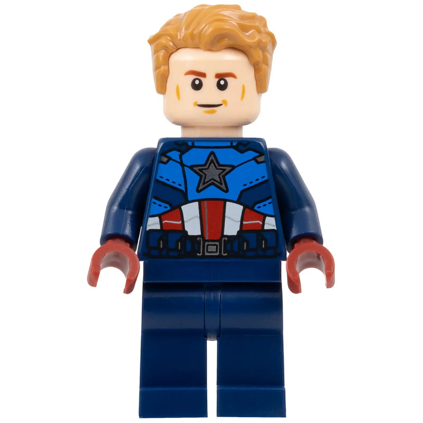 Minifig sh0908 - Captain America - Dark Blue Suit, Dark Red Hands, Hair