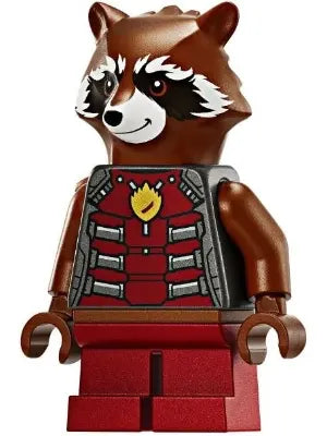 Minifig sh0936 - Rocket Raccoon - Dark Red and Pearl Dark Gray Outfit, Reddish Brown Head