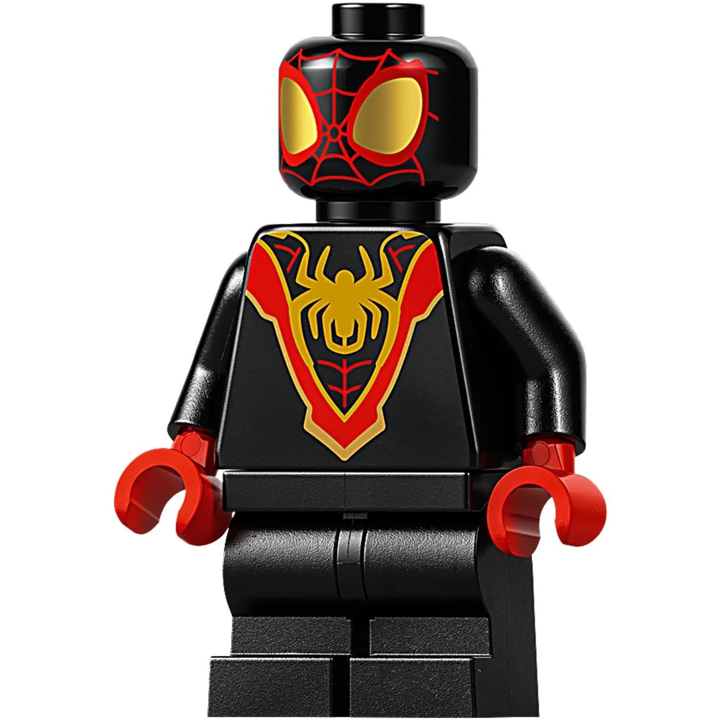 Minifig sh0950 - Spider-Man (Miles 'Spin' Morales) - Black Medium Legs, Gold Spider Logo