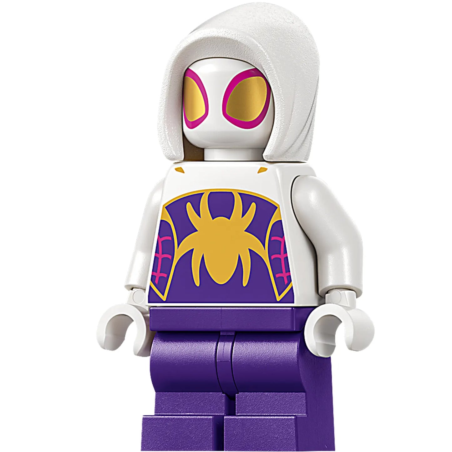 Minifig sh0954 - Ghost-Spider - Medium Legs, White Hood, Gold Spider Logo and Eyes
