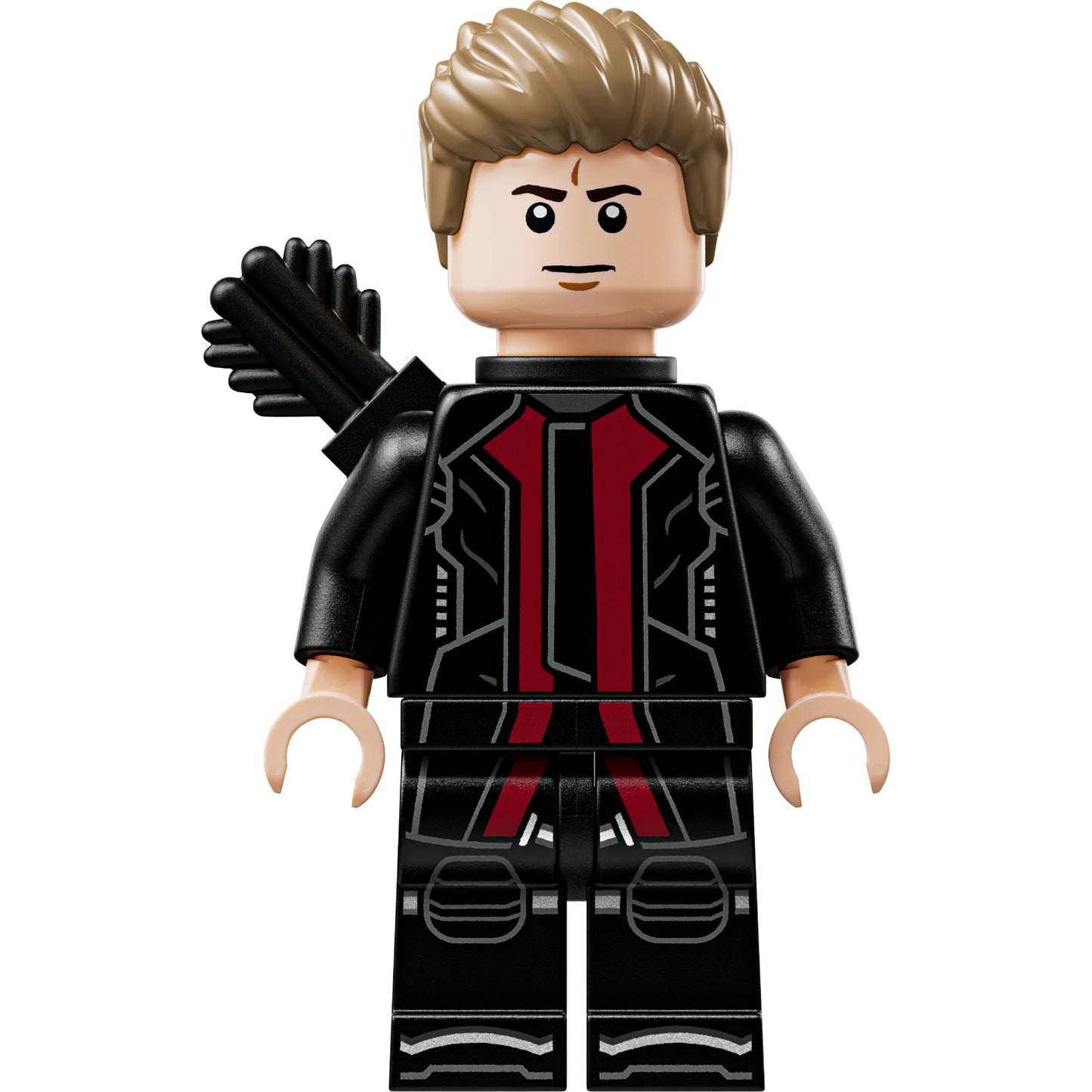 Minifig sh0969 - Hawkeye - Black and Dark Red Suit, Dark Tan Hair, Quiver, Silver Boot Tips