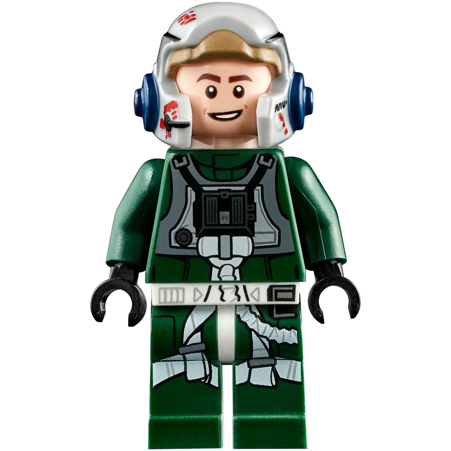 Minifig sw1092 - Rebel Pilot A-wing (Open Helmet, Dark Green Jumpsuit, Smile / Scared) (Arvel Crynyd)