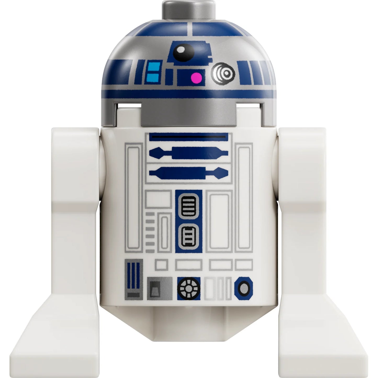 Minifig sw1202 - Astromech Droid, R2-D2, Flat Silver Head, Dark Pink Dots, Large Receptor, Back Printing