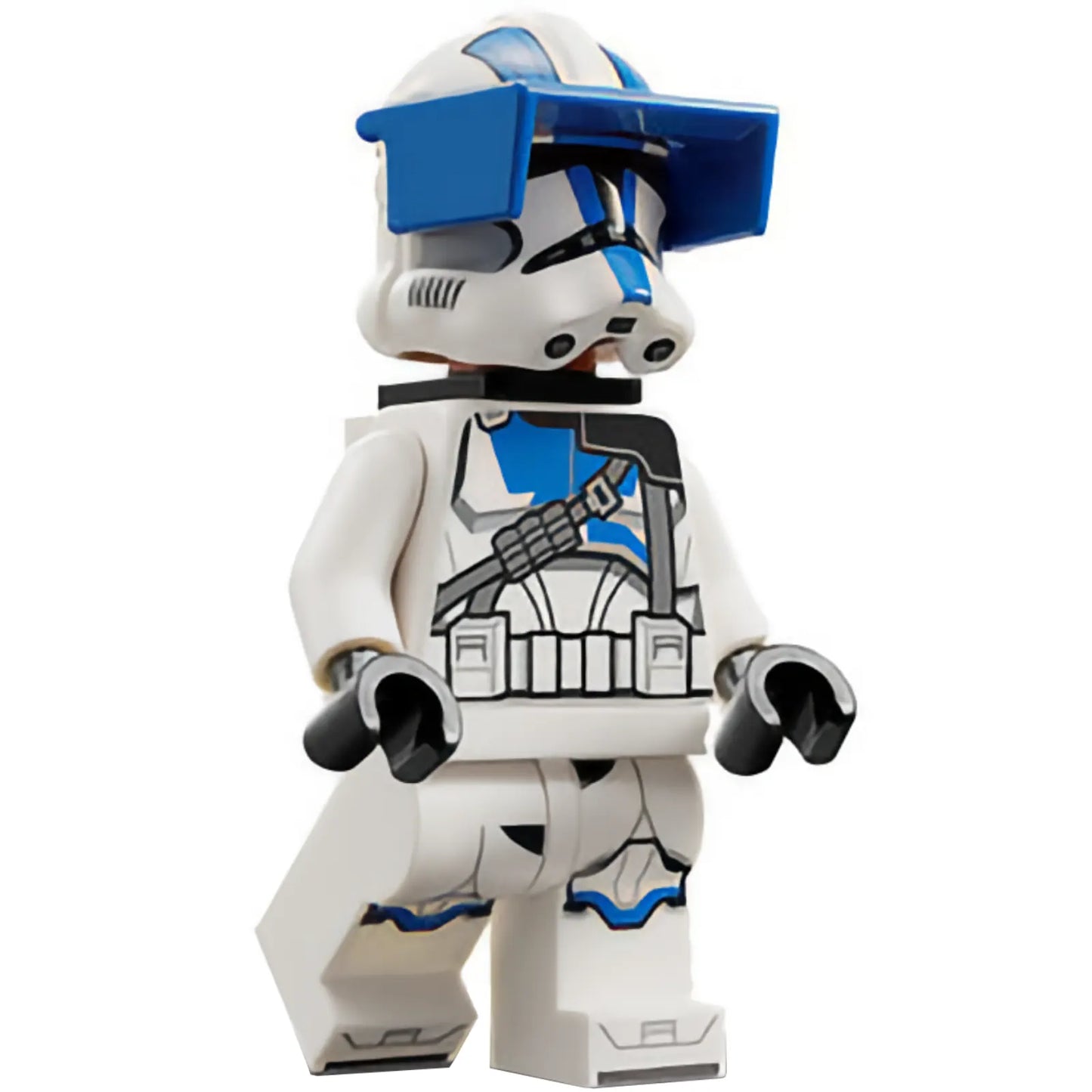 Minifig sw1247 - Clone Heavy Trooper, 501st Legion (Phase 2) - White Arms, Blue Visor, Backpack, Nougat Head, Helmet with Holes