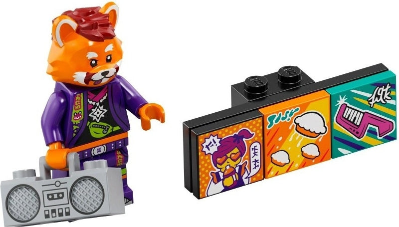 Set vidbm01-7 - Red Panda Dancer, Vidiyo Bandmates, Series 1 (Complete Set with Stand and Accessories)