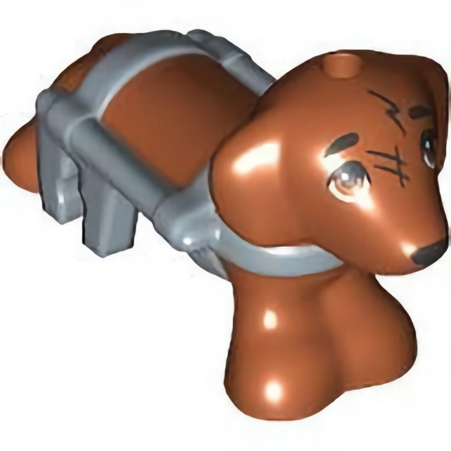 Part 100559pb02 - Dog, Friends, Dachshund with Molded Sand Blue Wheelchair Harness and Printed Eyes, Black Nose, and Scratches Pattern (Pickle)