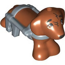 Part 100559pb02 - Dog, Friends, Dachshund with Molded Sand Blue Wheelchair Harness and Printed Eyes, Black Nose, and Scratches Pattern (Pickle)