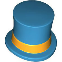 Part 101777pb01 - Minifigure, Headgear Hat, Top Hat Large with Molded Bright Light Orange Band Pattern