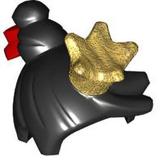 Part 101840pb01 - Minifigure, Hair Female with Bun and Bangs with Molded Gold Crown and Printed Red Hair Clip Pattern