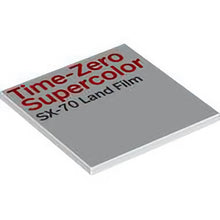 Part 10202pb055 - Tile 6 x 6 with Red 'Time-Zero Supercolor' and Black 'SX-70 Land Film' Pattern