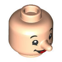 Part 102525pb01 - Minifigure, Head, Modified with Nose with Black Eyebrows and Smile with Tongue Pattern