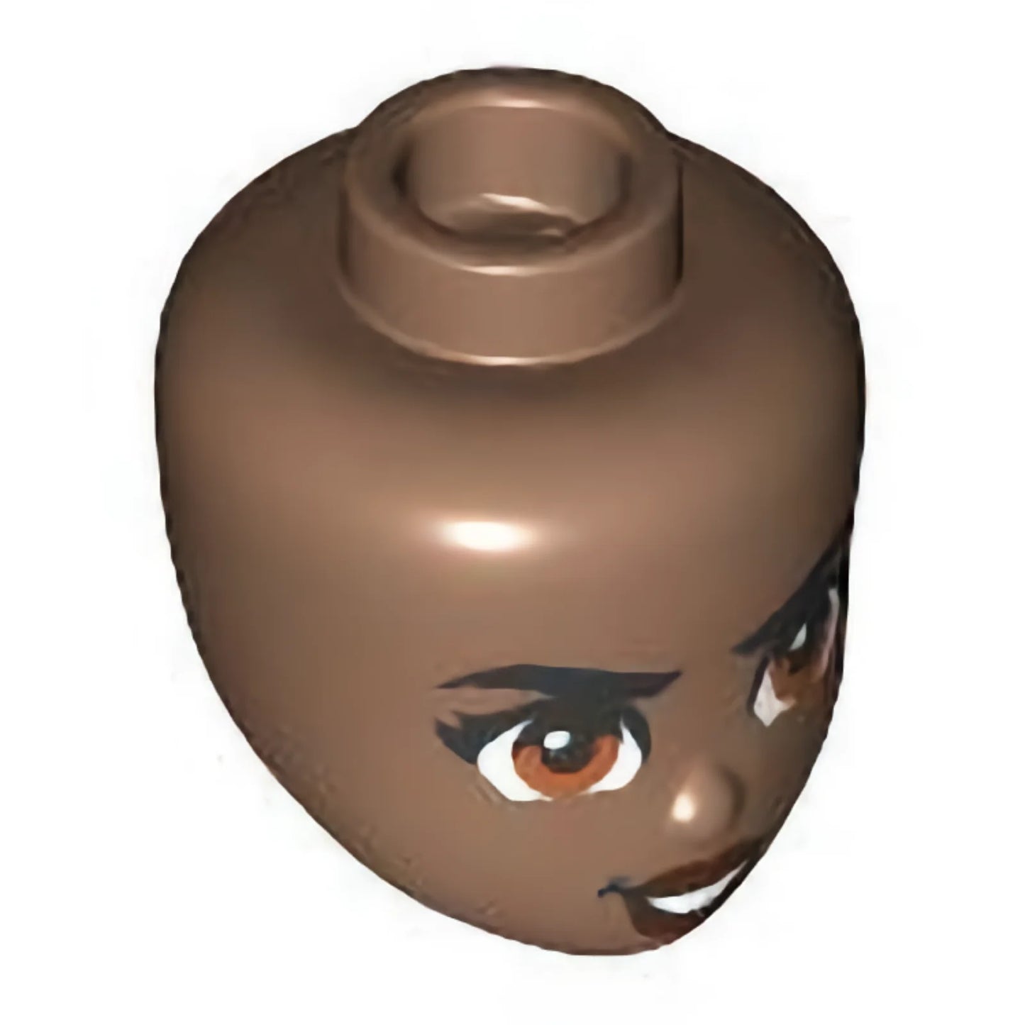 Part 103340 - Mini Doll, Head Friends with Black Eyebrows and Eyelashes, Dark Orange Eyes, Reddish Brown Lips, and Open Mouth Smile with Teeth Determined Pattern