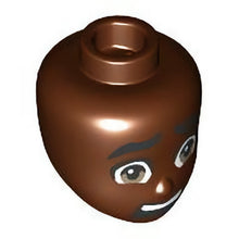 Part 103370 - Mini Doll, Head Friends Male with Wavy Black Eyebrows, Dark Tan Eyes, and Scared Open Mouth with Teeth Pattern