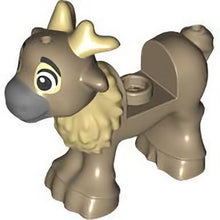 Part 103493pb01 - Reindeer, Fawn with Molded Short Tan Antlers and Fur and Printed Black Eyes and Eyebrows, Tan Patches and Dark Bluish Gray Muzzle Pattern
