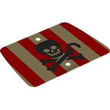 Part 103913 - Cloth Sail Rectangle with 2 Holes with Red Vertical Stripes, Black Skull and Crossbones with Hook Pattern