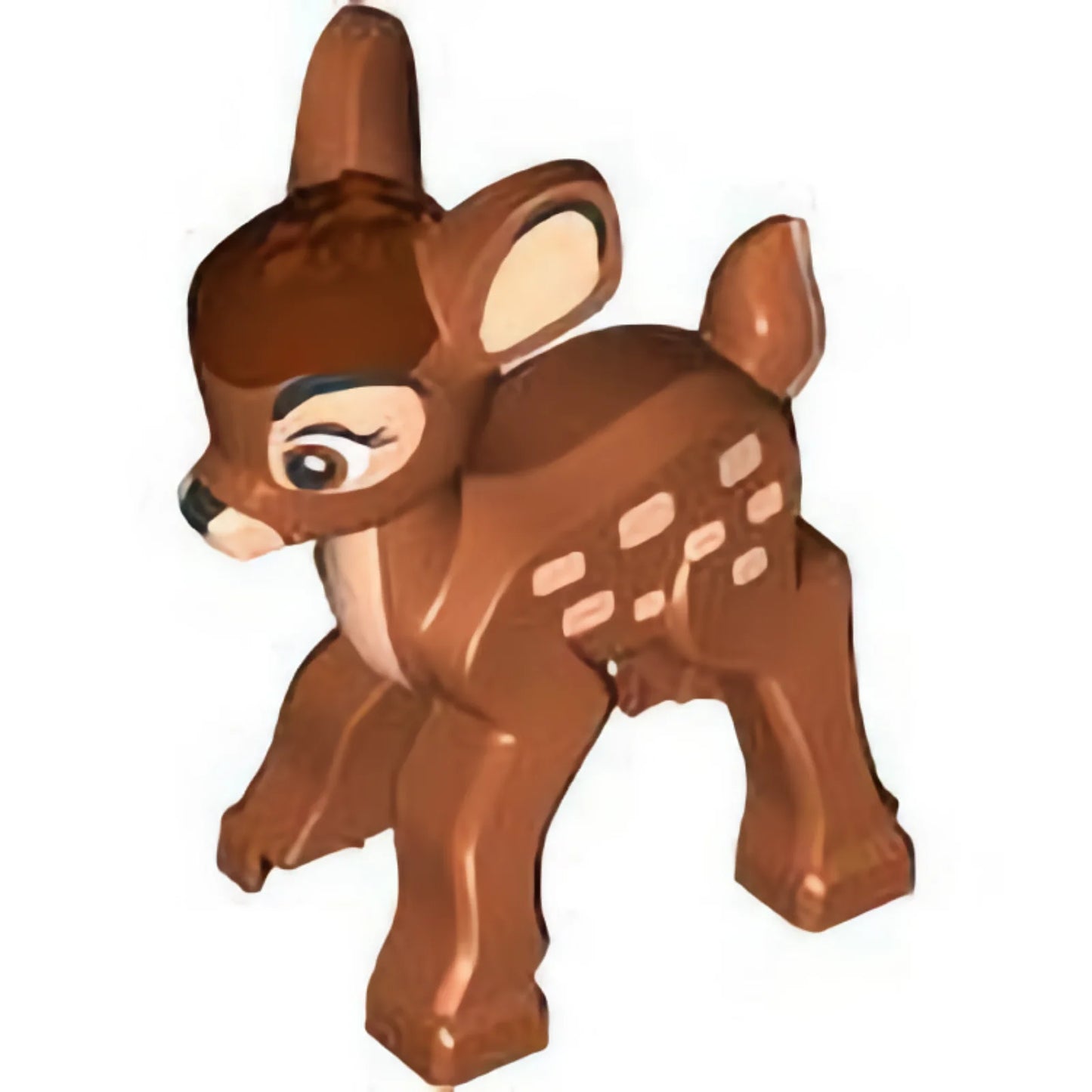 Part 104729pb01 - Deer with Molded Tan Front, Tail and Muzzle and Printed Eyes, Ears, Camouflage Spots, White Eyes, Black Nose and Mouth and Reddish Brown Crest Pattern (Bambi)