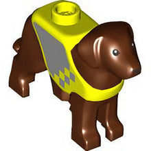 Part 105143pb03 - Dog, Labrador / Rescue Dog with Molded Neon Yellow Vest and Printed Silver Panel and Squares Pattern