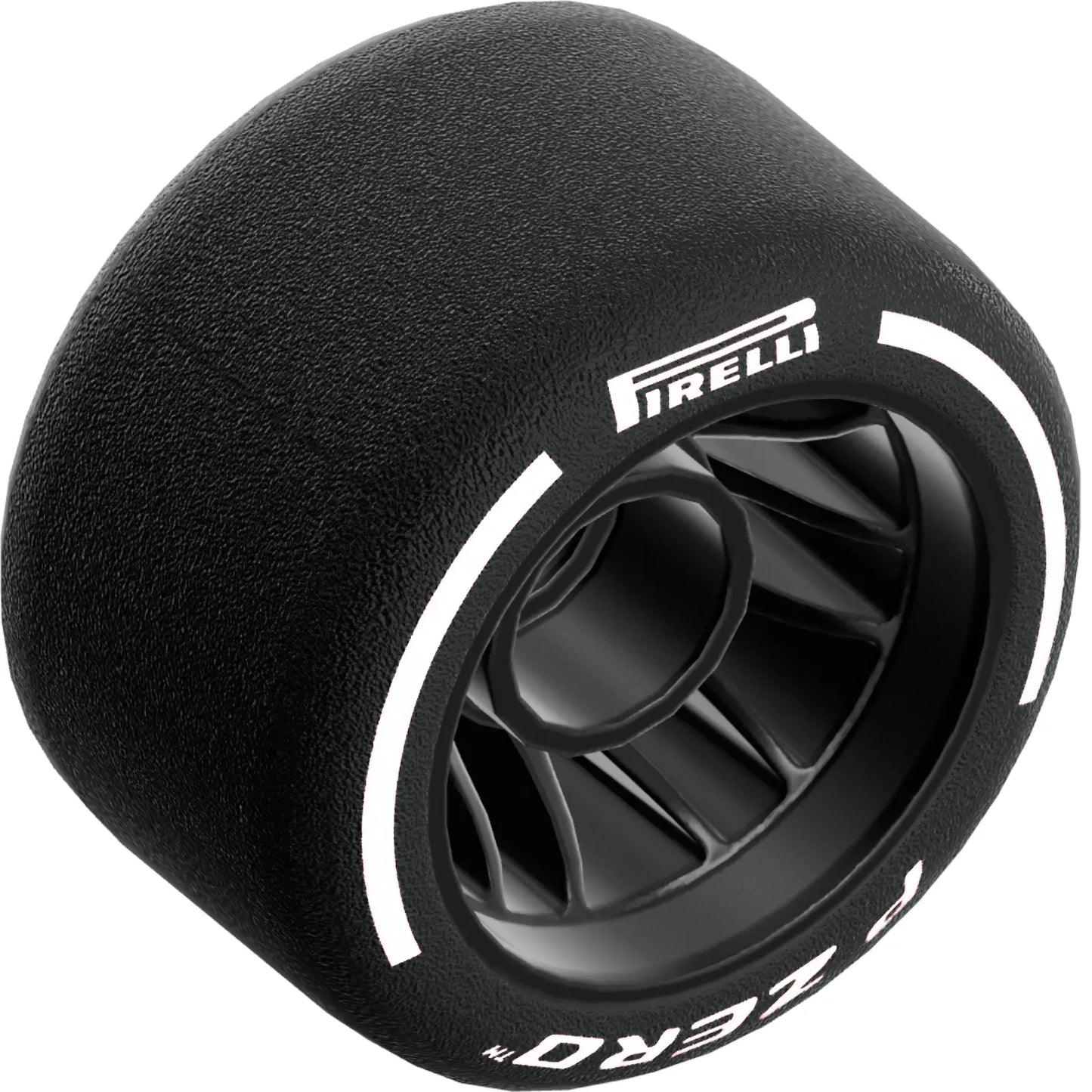 Part 110100pb03 - Wheel 24 x 14.9 with Pin Hole with Molded Black Hard Rubber Tire and Printed White 'PIRELLI', 'P ZERO' and Arcs Pattern