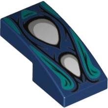 Part 11477pb125 - Slope, Curved 2 x 1 x 2/3 with 2 White Eyes, Dark Turquoise Highlights Pattern