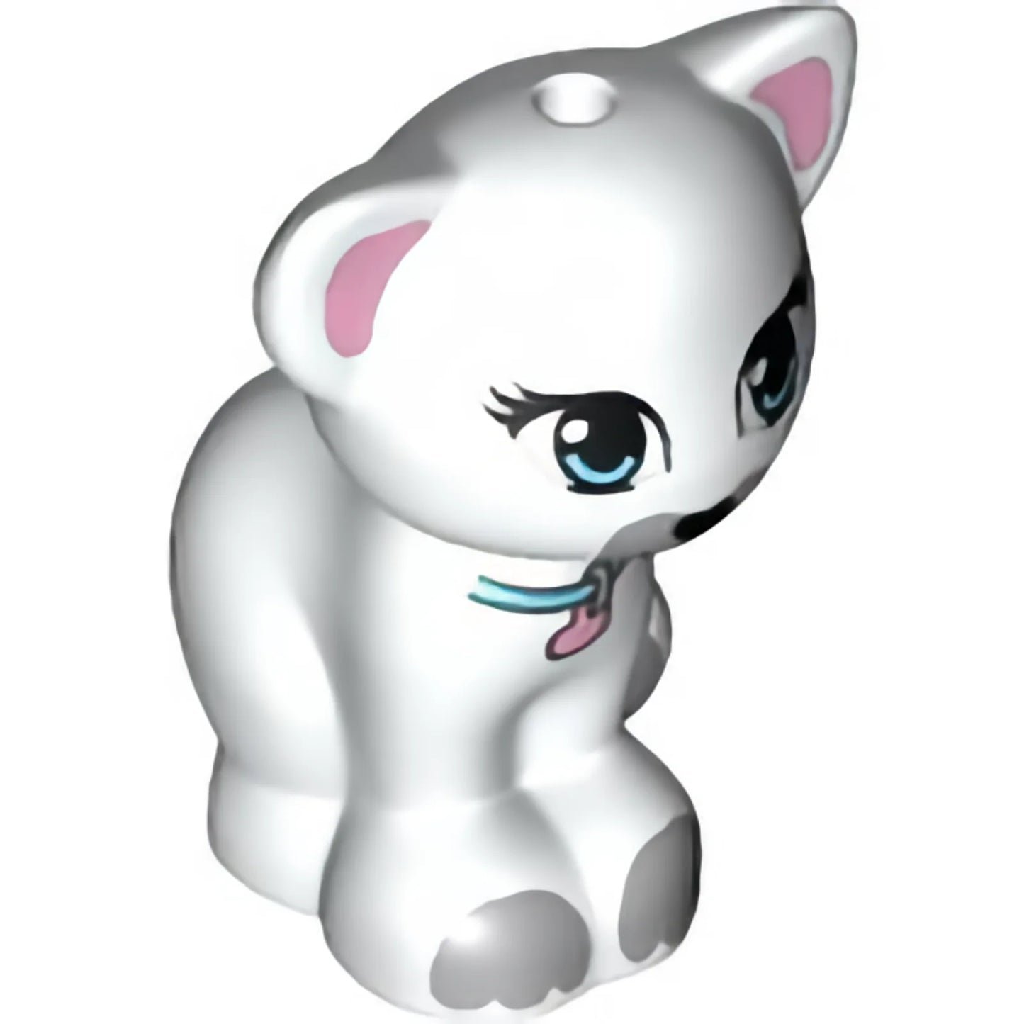 Part 11602pb02 - Cat, Friends / Elves, Sitting with Medium Azure Eyes and Collar with Bright Pink Heart Tag, Black Nose and Light Bluish Gray Patches Pattern (Jewel)