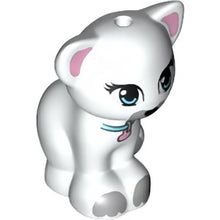 Part 11602pb02 - Cat, Friends / Elves, Sitting with Medium Azure Eyes and Collar with Bright Pink Heart Tag, Black Nose and Light Bluish Gray Patches Pattern (Jewel)