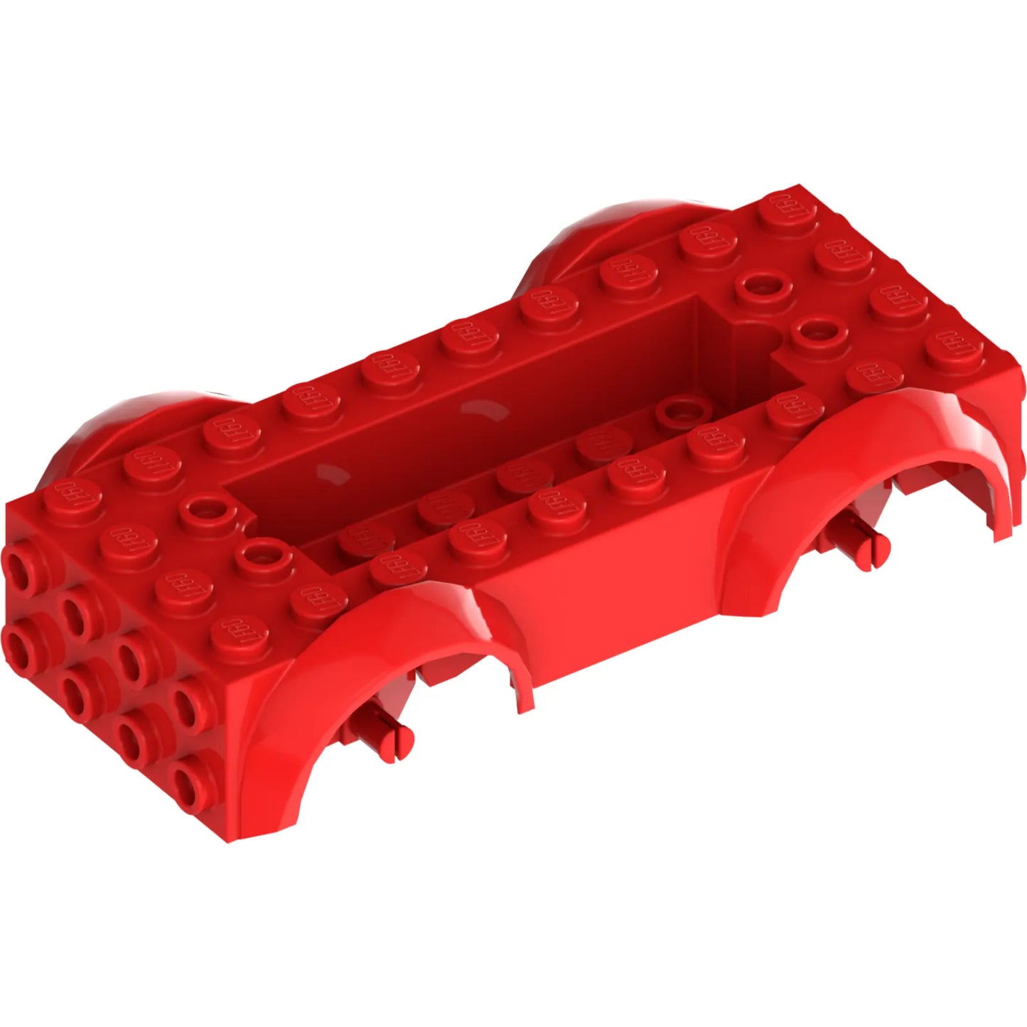 Part 11650c01 - Vehicle, Base 5 x 10 x 2 1/2 with Mudguards and 6 x 2 Recessed Center with 3 Holes with (Same Color) Wheels Holders Attached