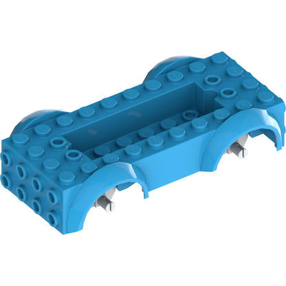 Part 11650c02 - Vehicle, Base 5 x 10 x 2 1/2 with Mudguards and 6 x 2 Recessed Center with 3 Holes with Light Bluish Gray Wheels Holders Attached