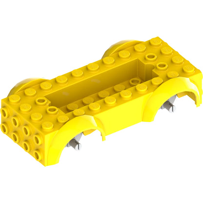Part 11650c02 - Vehicle, Base 5 x 10 x 2 1/2 with Mudguards and 6 x 2 Recessed Center with 3 Holes with Light Bluish Gray Wheels Holders Attached
