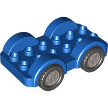Part 11841c01 - Duplo Car Base 2 x 6 with Black Tires with Flat Silver Wheels on Fixed Axles