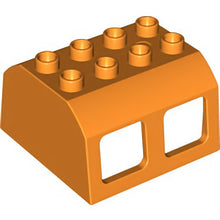 Part 13530 - Duplo, Train Locomotive Cabin Roof 2 x 4 Studs, 4 Medium Windows