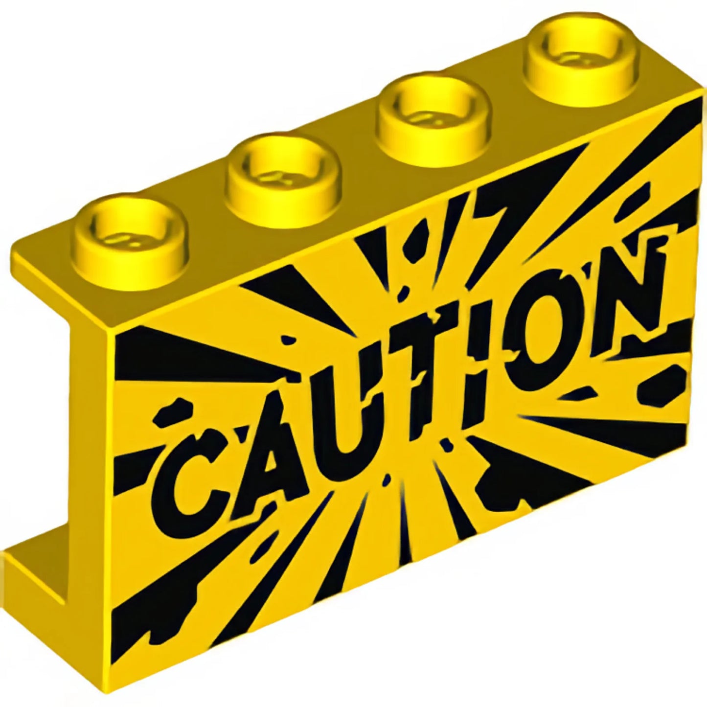 Part 14718pb049 - Panel 1 x 4 x 2 with Side Supports - Hollow Studs with Black 'CAUTION' and Explosion Pattern